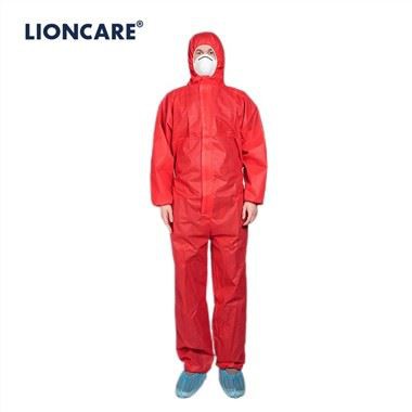 LIONCARE® CoverLite zaščitni kombinezon za enkratno uporabo, rdeč